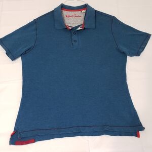 Robert Graham Blue Polo Shirt for Men Medium Cotton Modal Blend